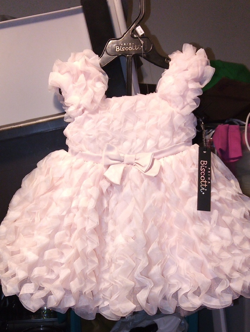 Biscotti Light Pink Ruffle Dress with Waist Bow